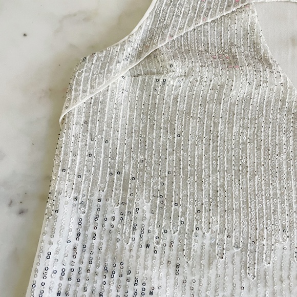 Marciano by Guess, Leanna Sequin Top in Silver & Vanilla - Picture 8 of 15
